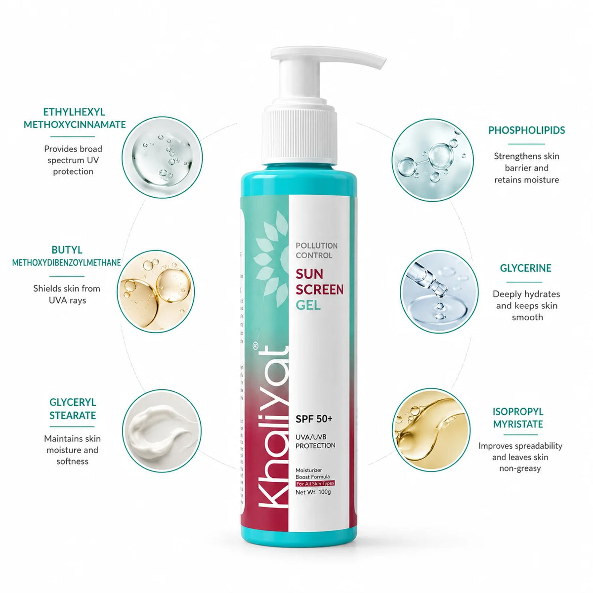 Khaliyat Pollution Control Sunscreen Gel SPF 50+